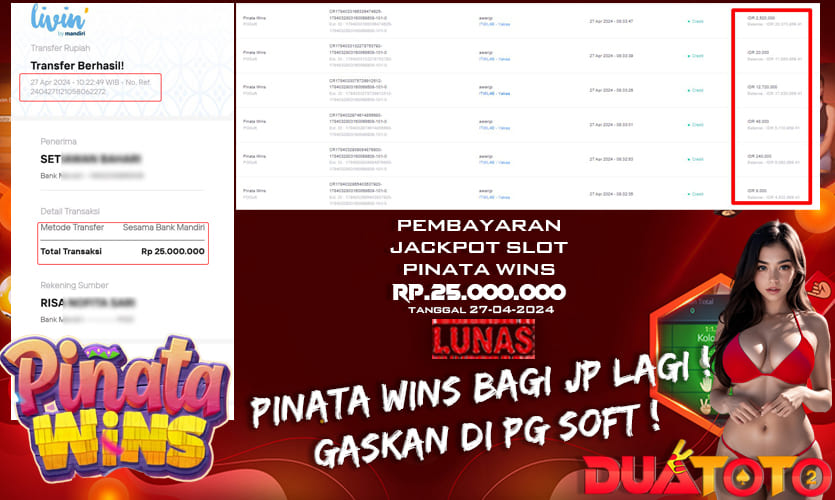 BUKTI PEMBAYARAN JACKPOT PG SOFT PINATA WINS 27-04-2024